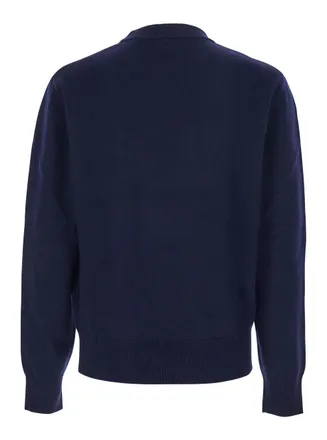 Sunflower Wool Blend Crew Neck Sweater - Navy