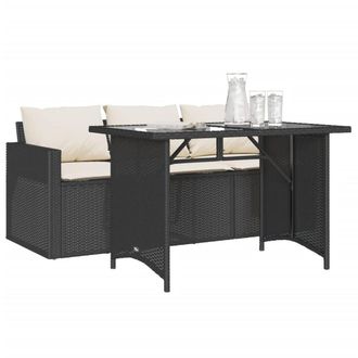 Berkfield Home Beautiful 2 Piece Garden Dining Set with Cushions Black Poly Rattan