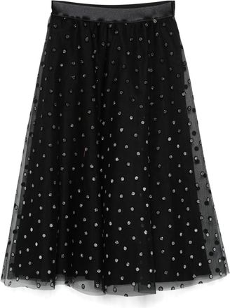 Nissa polka-dot print midi skirt - women - Polyester/Viscose - 40 - Black
