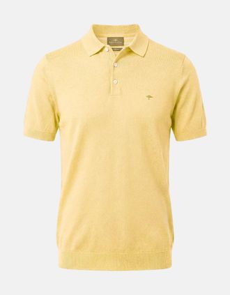 Fynch-Hatton Mens Fine Knit Air Cotton Polo Shirt Pale Yellow - Size: 46
