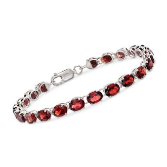 Ross-Simons Oval Garnet Bracelet in Sterling Silver