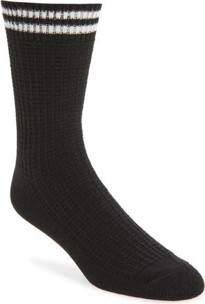 Nordstrom Waffle Texture Cotton Blend Crew Socks in Black at Nordstrom