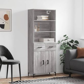 vidaXL Vidaxl - Aparador Alto Madera Contrachapada Gris Sonoma 69,5x34x180 Cm