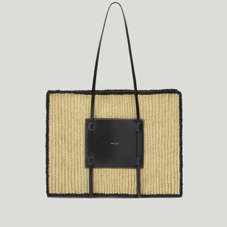 DeMellier The Large Capri in Natural Raffia & Black Smooth Leather Shoulder bag