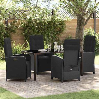 vidaXL Vidaxl - Conjunto De Comedor De Jard&iacute;n 5 Pcs Negro Rat&aacute;n Sint&eacute;tico
