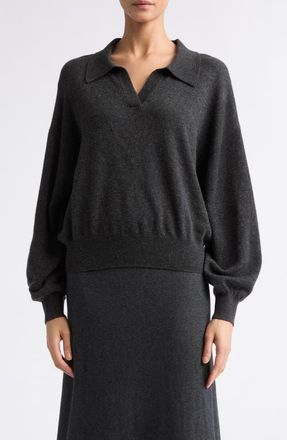 Lisa Yang Katriel Cashmere Polo Sweater in Charcoal at Nordstrom, Size 0