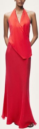 Nocturne Asymmetric Open-Back Halter Maxi Dress in Red at Nordstrom, Size X-Small Eu