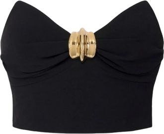 Elisabetta Franchi Elegante polyester top met strikdetail - Dames - Tops zonder mouwen - Zwart - S - Polyester - Tops