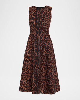 Adam Lippes Eloise Ocelot-Print Sleeveless Dress