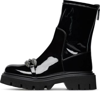 Loriblu Stones Decorated Combat Enkellaarsjes - Dames - Enkellaarsjes - Zwart - 38 EU - Leer - Schoenen