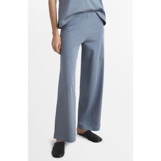 Mango Solid Cotton Pajama Pants in Blue at Nordstrom, Size Medium