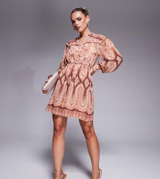 Forever New Vestito corto a balze a fiori misti-Rosso