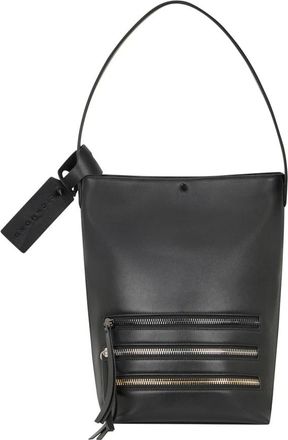 John Richmond Bucket Bag met Drievoudige Rits aan de Voorkant - Dames - Schoudertassen - Zwart - ONE Size - Leer - Tassen