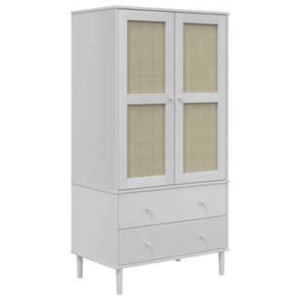 vidaXL Armario Senja Aspecto De Rat&aacute;n Madera Pino Blanco 90x55x175 Cm Vidaxl