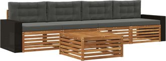 vidaXL Conjunto De Sof&aacute;s De Exterior 5 Uds. Natural Y Antracita Vidaxl