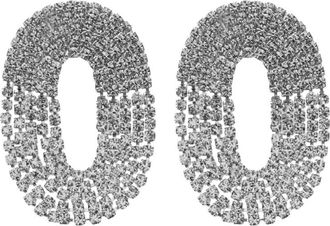 Silvia Gnecchi Silver Oval Crystal Earrings