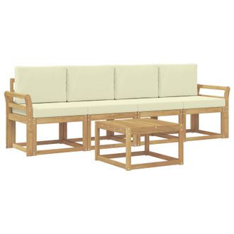 vidaXL Conjunto De Sof&aacute;s De Exterior Con Coj&iacute;n 5 Pcs Blanco Y Crema Vidaxl