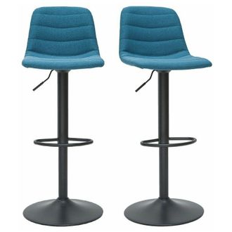 Miliboo Set di 2 sgabelli regolabili tessuto e metallo blu anatra saury