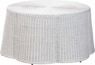 Baxton Studio Palm Scalloped Rattan Coffee Table