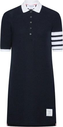 Thom Browne Navy Blue 4-bar Cotton Piqu Polo Dress