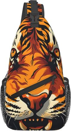 Generic Fierce Tiger Chest Bag Adjustable Crossbody Bag With Zipper Backpack For Shopping Workout Women