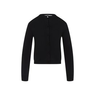 Carven Silk Button-Up Sweater With Round Neckline