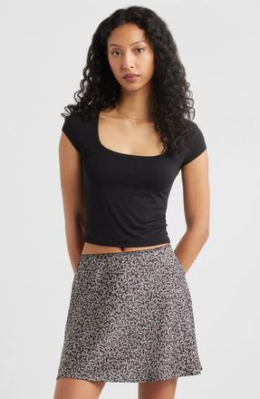 BP. Square Neck Baby Tee in Black at Nordstrom, Size X-Large
