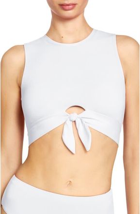Robin Piccone Ava Tie Front Bikini Top in White at Nordstrom, Size X-Small