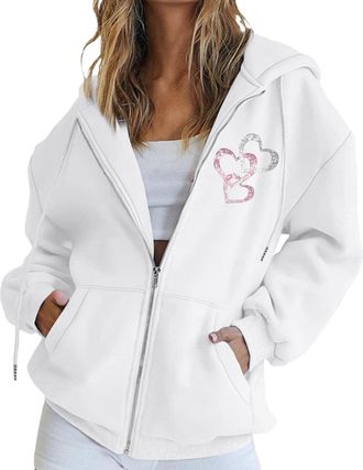 Generic Womens Cardigans Zip up Halloween Long Sleeve Sport Workout Hoodie Outdoor Solid Color Fashion Baggy Pullover Loose Fit Hooded Outwear Halloween Costu