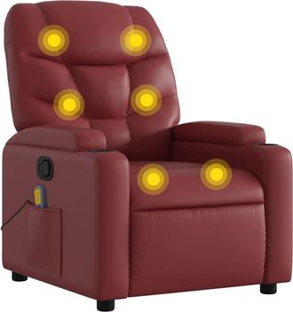 vidaXL Sill&oacute;n De Masaje Reclinable Cuero Sint&eacute;tico Rojo Tinto Vidaxl