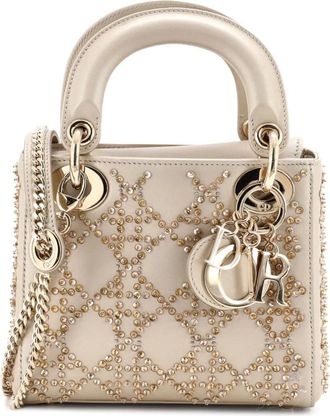 Dior Lady Dior Chain Bag Crystal Embellished Cannage Quilt Leather Mini satchel - Toni neutri