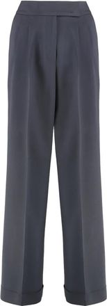 PESERICO Oprolbare Rayon Broek met Zakken - Dames - Straight fit broeken - Blauw - M - Rayon - Broeken