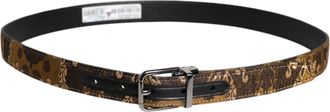 Dolce & Gabbana Multicolor Jacquard Leather Logo Buckle Mens Belt (Pre-Owned)