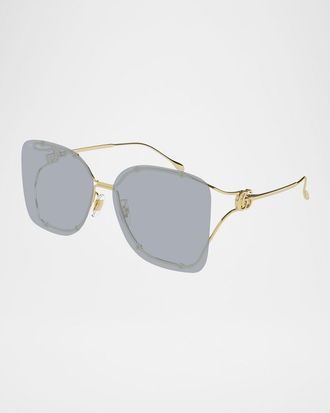 Gucci Rimless Square Metal Sunglasses