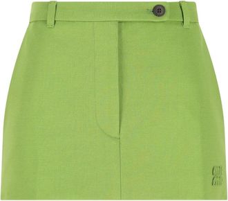Miu Miu logo-detail mini skirt - Green