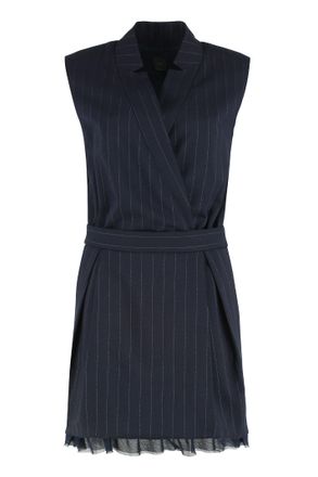 Pinko Short Sleeveless Dress In Houndstooth Wool