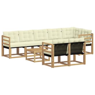 vidaXL Conjunto De Sof&aacute;s De Exterior Con Coj&iacute;n 9 Pcs Blanco Y Crema Vidaxl