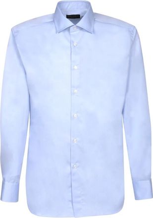 Dell'Oglio Blauwe Overhemden Verhogen Stijl - Heren - Zakelijke Overhemden - Blauw - 3XL - Katoen - Overhemden