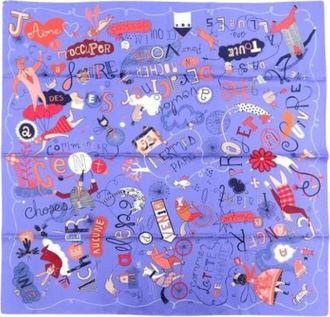 Herm&egrave;s Pre-owned Scarves, female, Purple, Size: ONE SIZE Pre-owned Les Confessions Scarf
