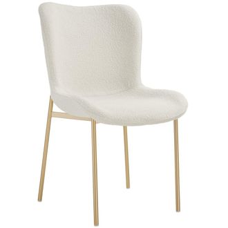 TecTake Silla de comedor tejido boucl&eacute; 54 x 62 x 90 blanco/dorado