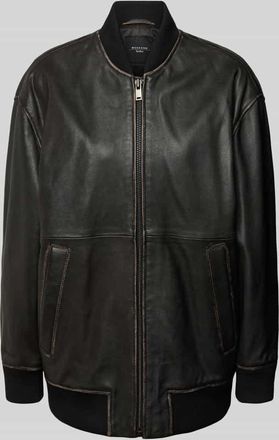 Max Mara Loose Fit Lederjacke mit Reißverschluss Modell TATICCO in Black, Größe 34