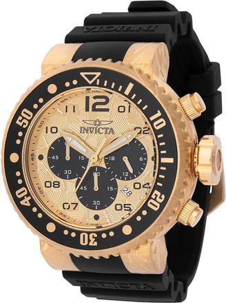 Invicta Pro Diver 48618 Heren Horloge - Quartz Uurwerk - Roestvrij Staal met gouden Wijzerplaat - 52mm