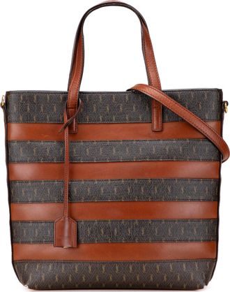Saint Laurent Pre-owned Womens Monogram Tote Striped Bag - Brown Textile - One Size