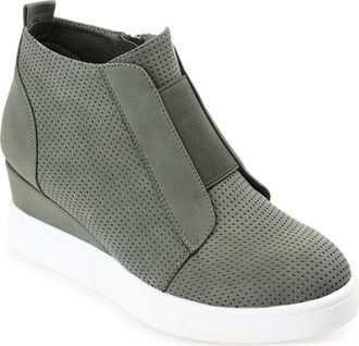 Journee Collection Clara Wedge Sneaker - Wide Width in Olive at Nordstrom Rack, Size 6.5