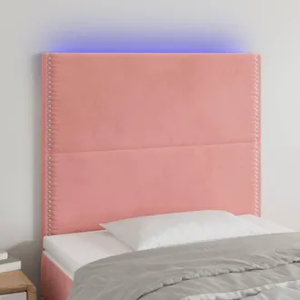 vidaXL Cabecero Con Luces Led Terciopelo Rosa 80x5x118/128 Cm Vidaxl