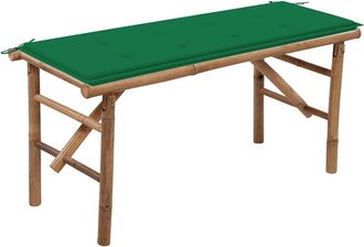 vidaXL Vidaxl - Banco De Jard&iacute;n Plegable Con Coj&iacute;n Bamb&uacute; 118 Cm