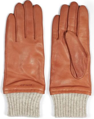 Howard London Ella Leren Handschoenen - Dames - Handschoenen - Oranje - 7 1/2 IN - Wol - Accessoires