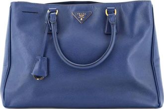 Prada Borsa tote Lux grande in pelle Saffiano con doppia zip - Blu