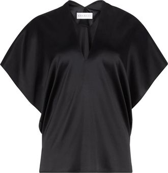 Nina Ricci Overhemden, Dames, Zwart, 2Xs, Satijn, V-hals Zijden Satijnen Top