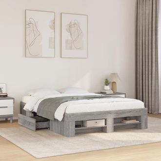 Berkfield Home Bed Frame without Mattress Grey Sonoma 120x200 cm Engineered Wood | Size: Small Double